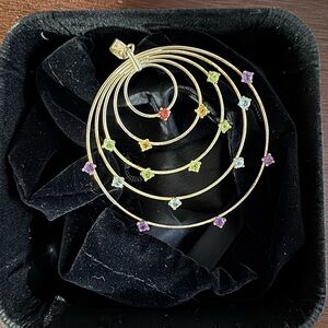 Elegant Sterling Silver 925 Multi-Color Gemstone Pendant